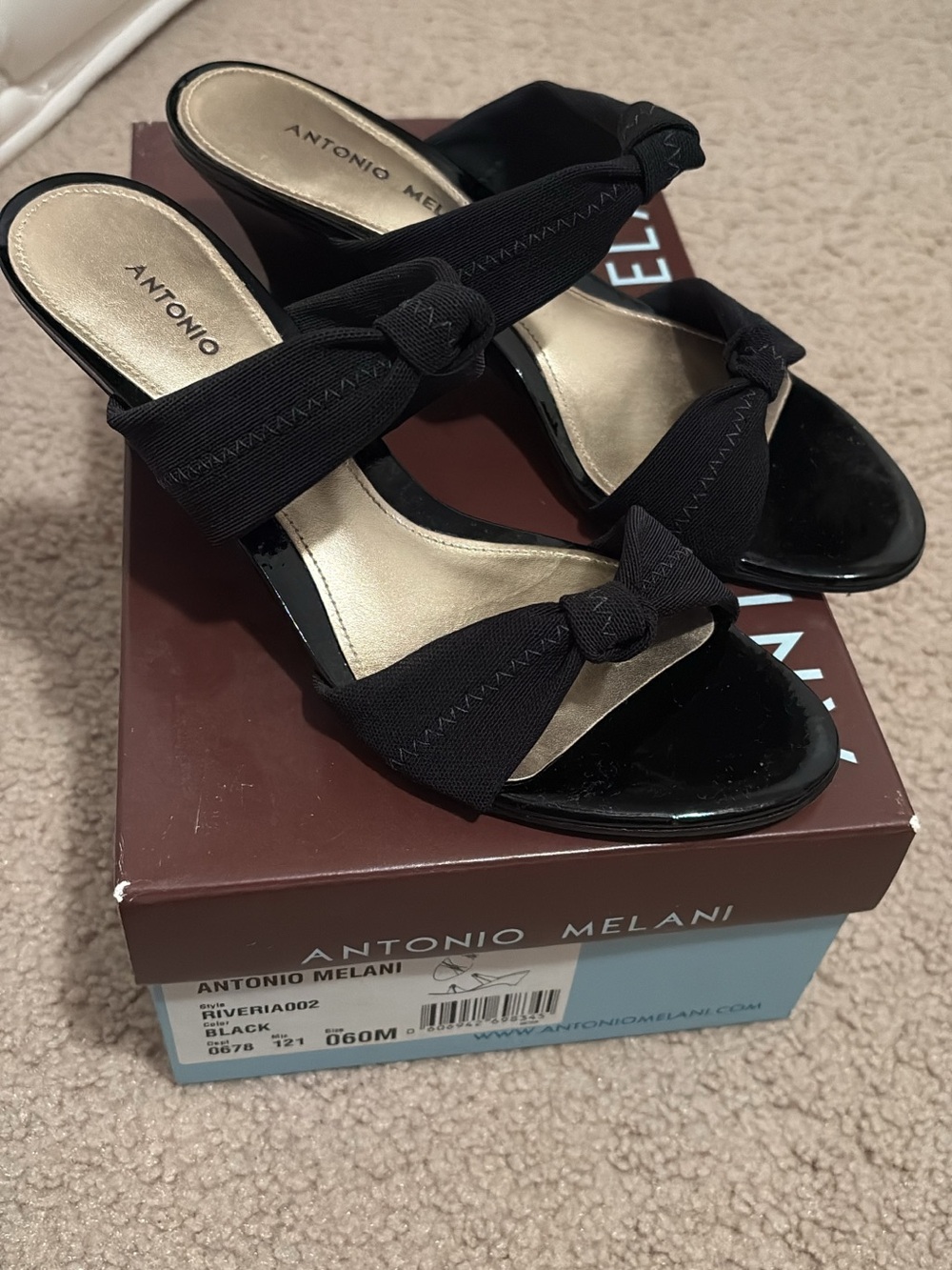 ANTONIO MELANI Black Knot-Detail Slide Mules